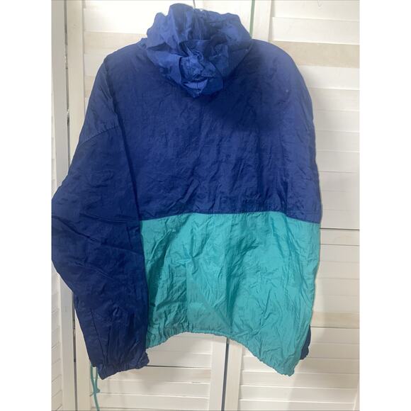 Vintage Honors Color Block Windbreaker Men’s Size XL Green Navy Hood 90’s - Picture 7 of 8